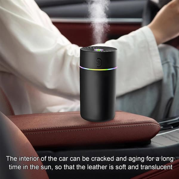 USB-driven billuftfuktare och doftspridare – Bärbar eterisk olja aromaterapi för fordon Black