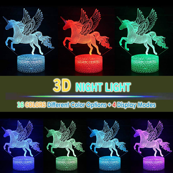 Enhörning 3D Illusion LED-bordslampa nattlampa med upplyst