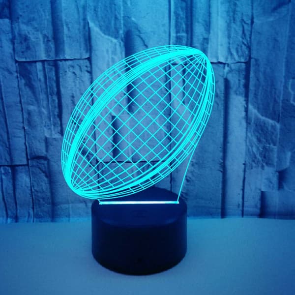 Rugby Natlampe, 3D Illusion LED Lampe, 7 Farver Dæmpbar m
