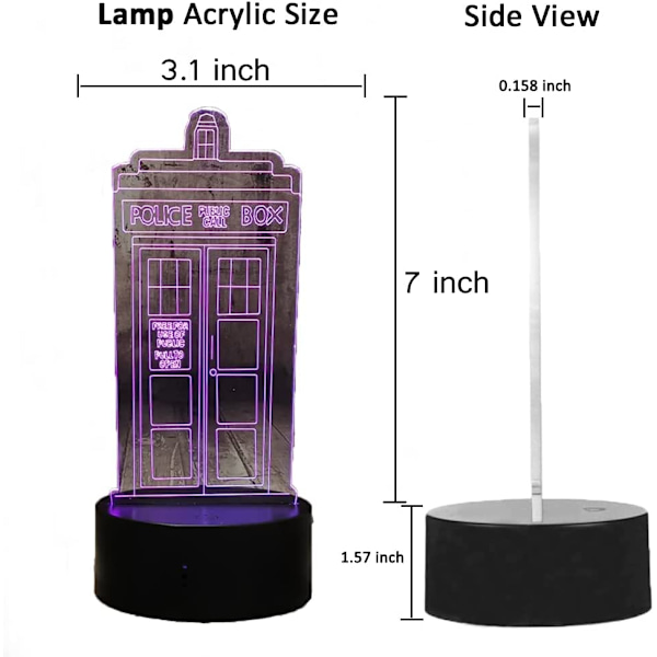3D LED nattlampa Poliskiosk Tardis Nattlampa för K