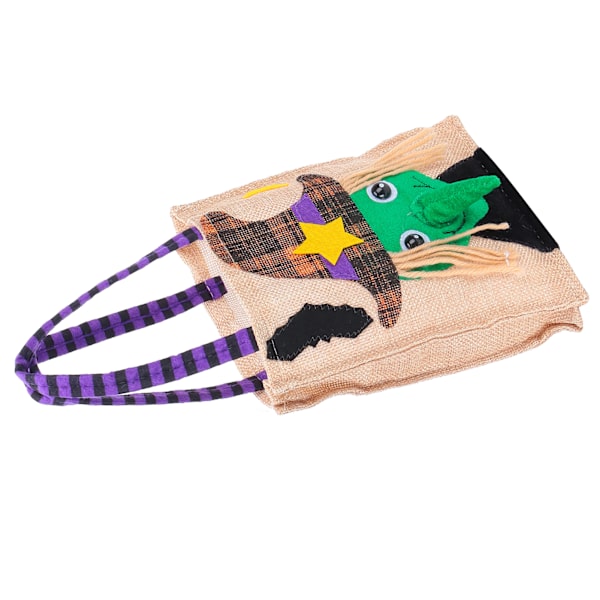 Halloween Tote Bag Gunny Cloth med Håndtak 4 Mønstre Thanksgiving Vesker for Trick Treat Oppbevaring Heks