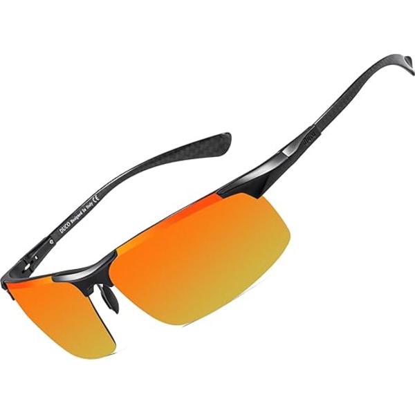 Polariserade sport-solglasögon för män med kolfiber för bilkörning, UV400-skydd DC8277 Black Frame Revo Red Lens