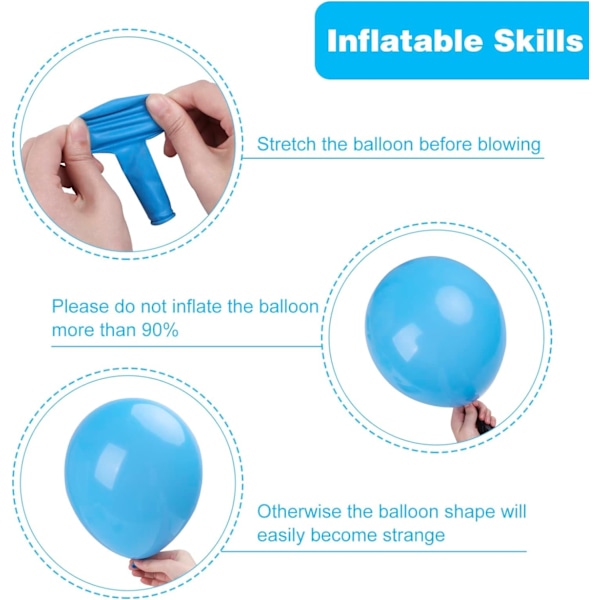 129 stk. lyseblå balloner i forskellige størrelser 18 12 10 5 tommer til guirlandebue, blå balloner til fødselsdag, køn afsløring, babyshower, himmelblå balloner P Blue