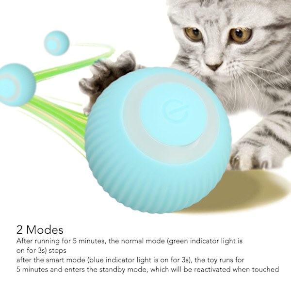 Interaktiivinen kissanpallolelu USB-ladattava turvallinen 2 tilaa Purentakestävä Esteen välttäminen Älykäs Wicked Ball -lelu kissoille Blue Green