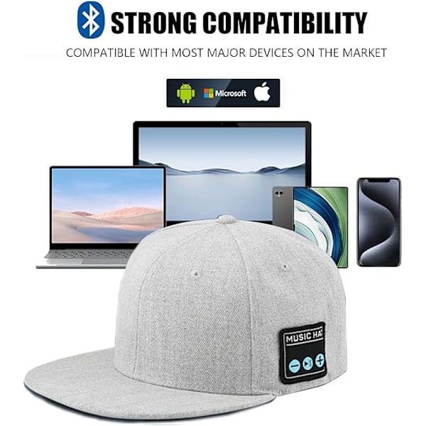 Bluetooth-pipo, Bluetooth-pipo, Bluetooth-pipo miehille, Trendikäs älypipo, Miesten baseball-lippis Grey