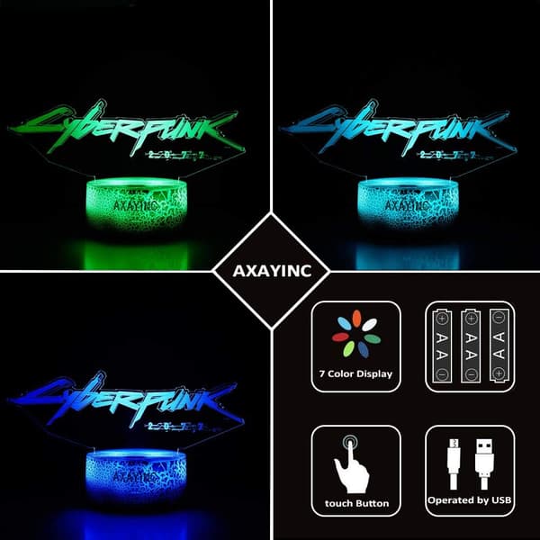3D Natlampe LED Illusion Skrivebordslampe 7 Farveskift