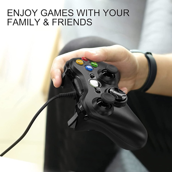 Xbox 360-controller, USB-kablet gamepad-joystick med forbedret dobbelt vibration og ergonomisk design til Microsoft Xbox 360 & Slim & PC Windows 7/8/10(B