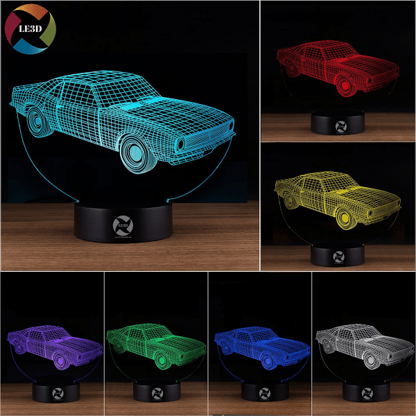 3D Optisk Illusion Nattljus - 7 LED-lampa som ändrar färg