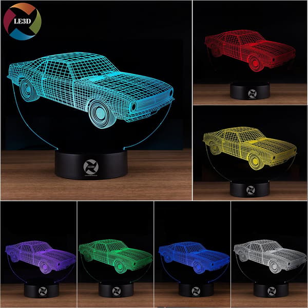 3D Optisk Illusions Natlampe - 7 LED Farveskiftende Lampe