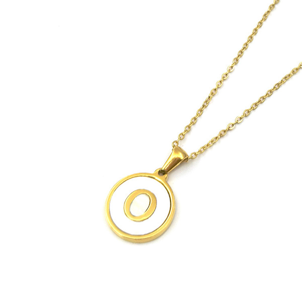 18K guldpläterat halsband med initial i rostfritt stål