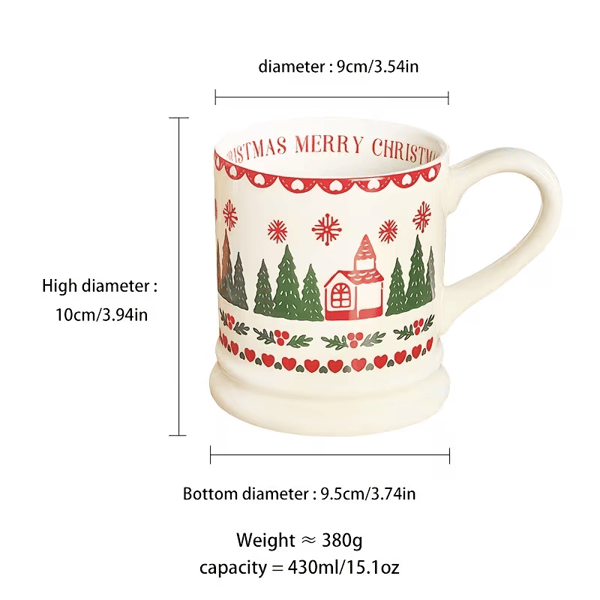 God Jul Dubbelring Keramisk Mugg, Julklapp för Frukostlatte Christmas Double Ring Mugs