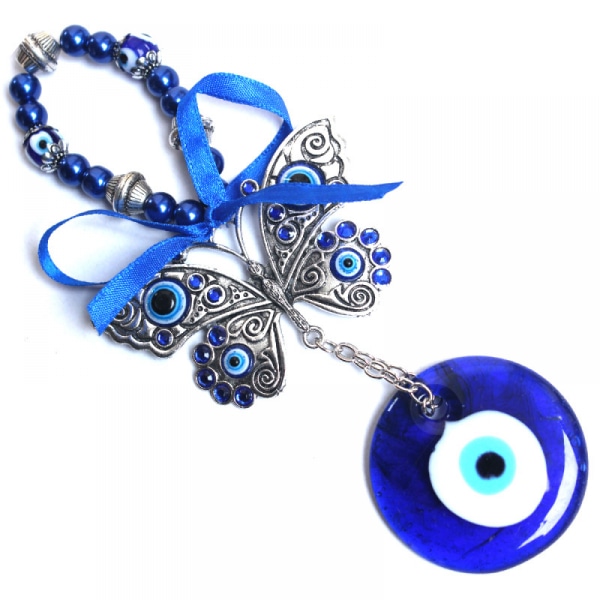 Blue Devil's Eye Charm Amulet Væghængende Boligindretning Tyrkiske Nazar Perler Sommerfugledekoration
