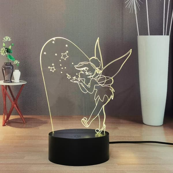 Tinker Bell 3D Nattlampe, Tinkerbell-lampe for barn/gutter