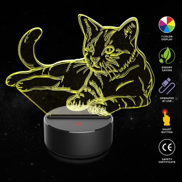 3D Natlampe Kæledyr Kat 3D Lampe Optisk Illusion Natlamper