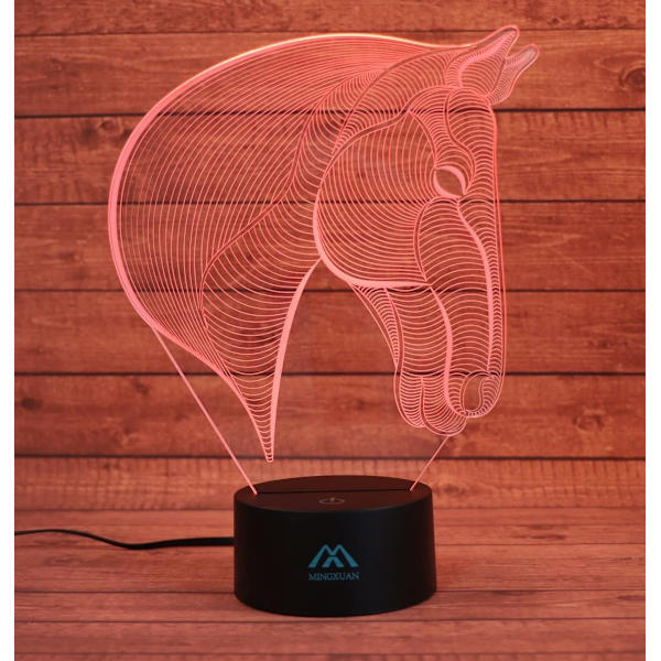 3D Häst Nattlampa 7 Färger LED Touch Bordsslampa Energisparande Djurlampor Mode Kreativ Heminredning Present