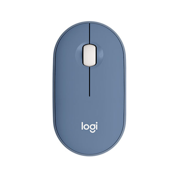 Logitech M350 Pebble -langaton hiiri Bluetooth- tai 2,4 GHz -vastaanottimella, hiljainen, ohut tietokonehiiri hiljaisilla napsautuksilla Blue