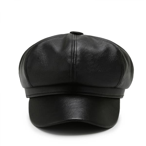 8-panel Newsboy-kasketter til kvinder, PU-læder Cabbie Painter H
