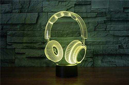 3D DJ-hörlurar headset nattlampa LED touch switch dekor T