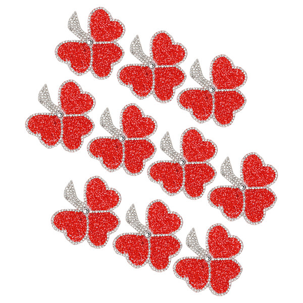 10 stk. Røde Blomster Krystal Patches Resin Rhinestones DIY Tilbehør Stryg på Applikation til Tøj Sko Hatte Tasker