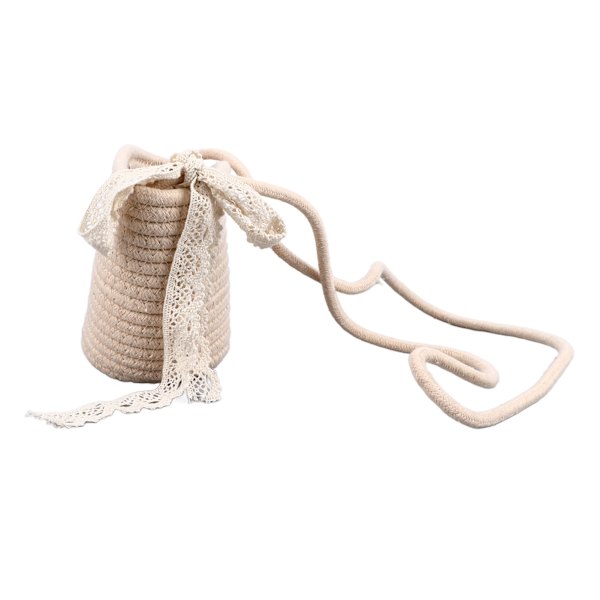 Håndvævet skuldertaske i bomuldsreb, let, stor kapacitet, retro-stil, håndvævet strandtaske til fest, rejse, shopping