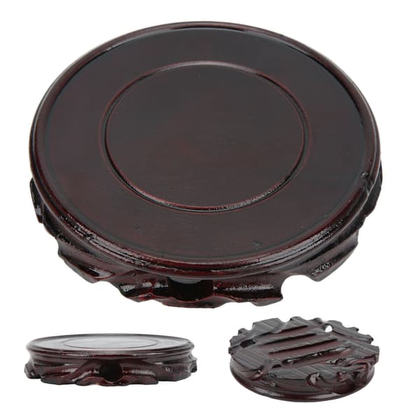 Rund trebase multifunksjonell retro utskjæring elegant tre displaystativ for hjemmedekorasjon gaveInner diameter 12 høyde 2,5 cm