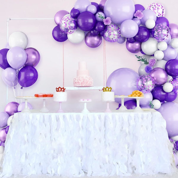 Violetti ilmapallokaari-sarja, laventelinvioletti ja valkoinen ilmapallokaari-sarja, violetit metalli- ja konfettipallonit vauvakutsuihin, tyttöjen syntymäpäiville, h Purple