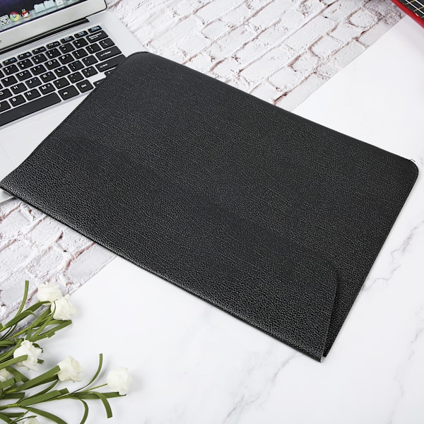 Laptop Sleeve Case Soft PU Læder Computer Beskyttende Håndtaske med Krog og Loop Fastener12in