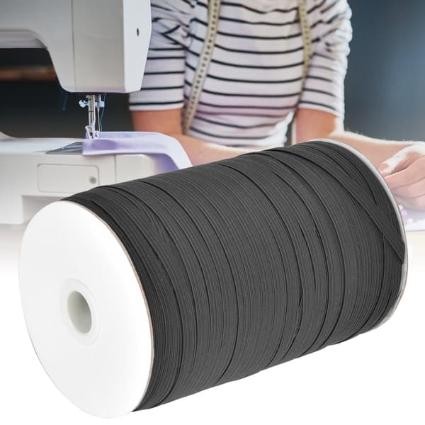 200 meter/rulle elastikbånd med høj elasticitet, multifunktionelt til beskyttelsestøj, 6 mm bredde, sort