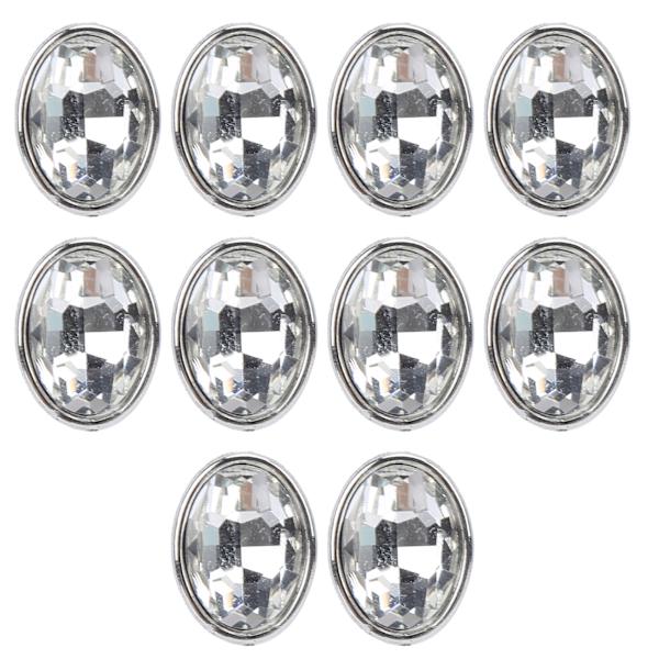 10 st Klor Rhinestone 10x14mm Oval Clawless Kant Osydd Kläder Väskor Skor Hattar Handsydda Tillbehör(Vit )