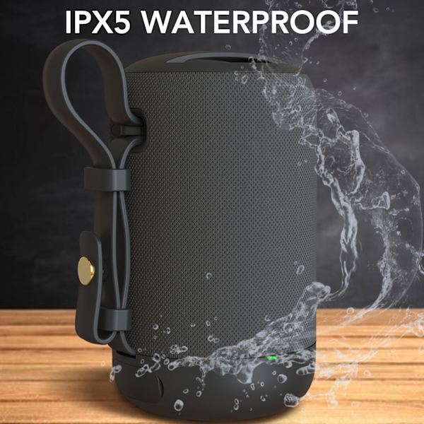 Bluetooth-högtalare multifunktionell IPX5 vattentät stark bas stereoljud handsfree-samtal bärbar trådlös högtalare för hemresa fest Black
