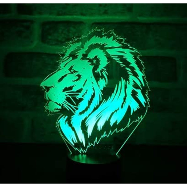 3D Tiger Lion Nattlampa Illusion 7 Färgförändrande Tou