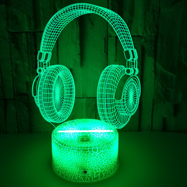 Headset 3D nattlampa, 7 färger som ändras med touch & fjärrkontroll