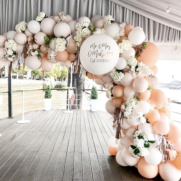 129 stk. Pastelloransje ballonger i latex, ferskenballonger i forskjellige størrelser, 18, 12, 10, 5 tommer, blek oransje ballongbue til festdekorasjon, bursdag, generelt Pastel Orange