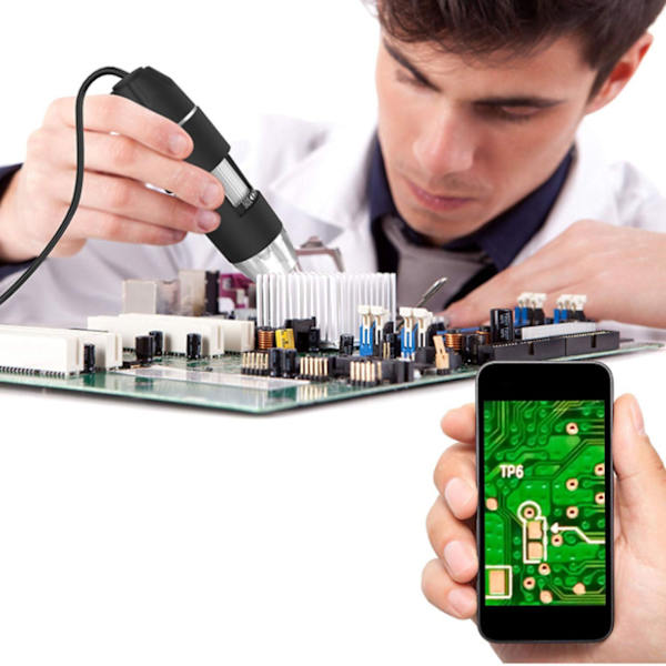 300 000 pixlar digitalt mikroskop USB HD 1000X PCB-förstoringsglas med 8 LED-lampor och mikroskopstativ