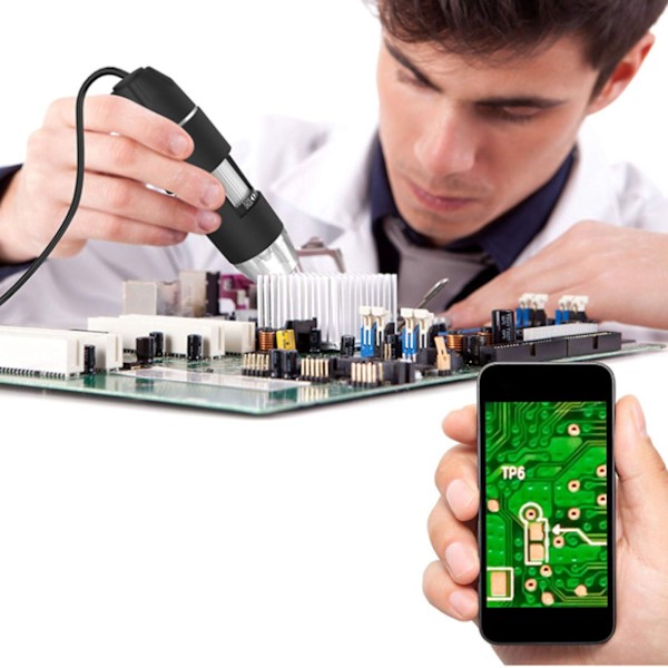 300.000 pixels digitalt mikroskop USB HD 1000X PCB forstørrelsesglas med 8 LED-lys og mikroskopstativ