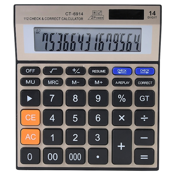 14-Digit Large Screen Calculator Battery Solar Dual Power Office Desktop Financial Calculator