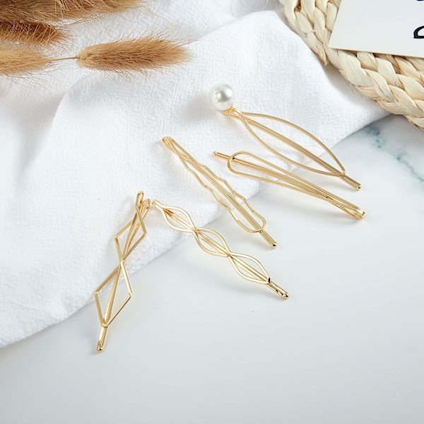 10 stk. Bobby Pin Hårnål Geometrisk Metall Hårklemme Hårspenner for Kvinner Jente Hårstyling Pinner Gold, Silver