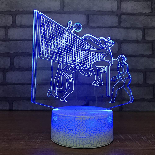 3D Damvolleyball Nattlampa för Kvinnor, 3D Illusion Lamp 16 Färger