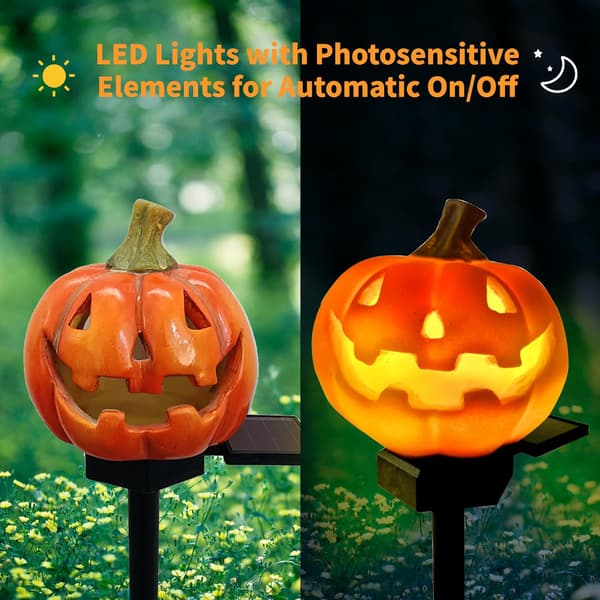 Solar LED Vandtæt Græskarlys – Udendørs Have-, Gårdsplads- og Stidekoration til Halloween