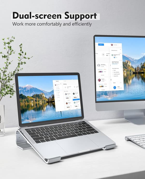 Ergonomisk laptopstativ i aluminium - Robust ventilert bordstativ for 10-16,2\" laptoper