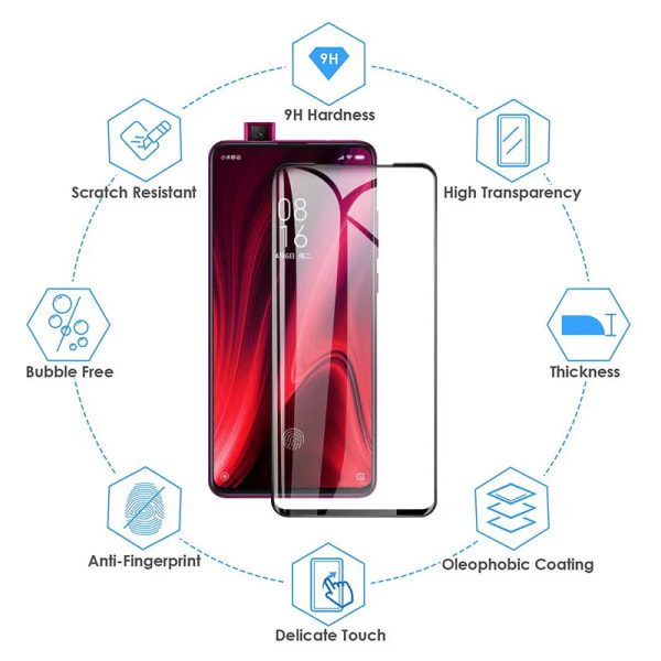 2 i 1 Härdat Glas För Xiaomi Mi9 Lite Skärmskydd Kameralins