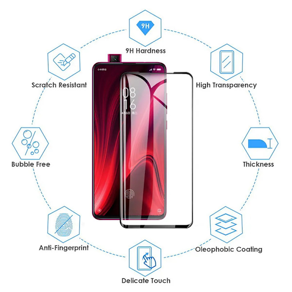 2 i 1 härdat glas för Xiaomi Mi9 SE skärmskydd kameralins