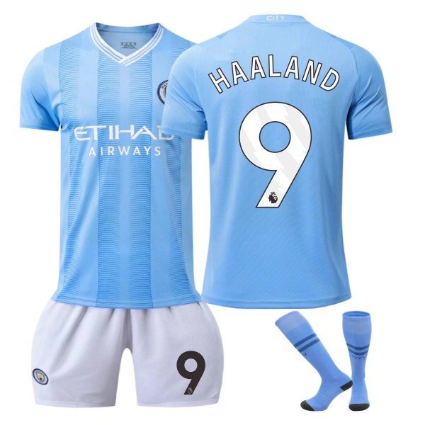 23/24 Manchester City bortefotballdrakt for barn og voksne, NR.9 Haaland xs