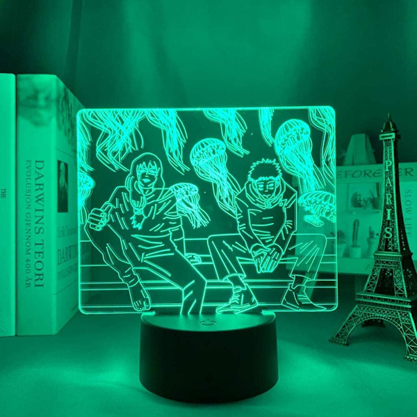JK Figurlampor, Anime-gåvor för pojkars sovrum, 3D Illusionslampa Gojo Itadori Yuji Manga Merch Ljus för barns rum