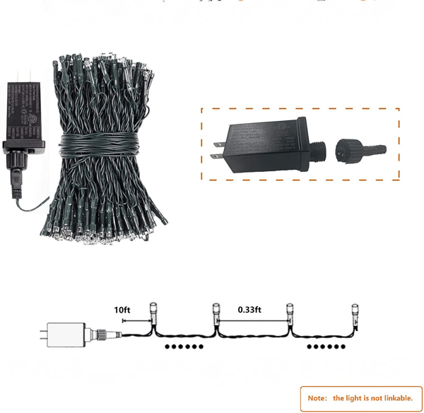 33ft 100 LED ljusslinga, gröna trådflimrande lampor med W 100 LED