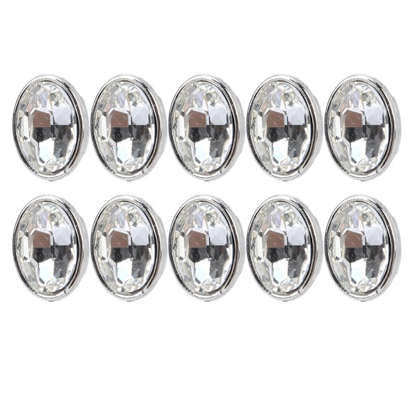10 st Klor Rhinestone 10x14mm Oval Clawless Kant Osydd Kläder Väskor Skor Hattar Handsydda Tillbehör(Vit )
