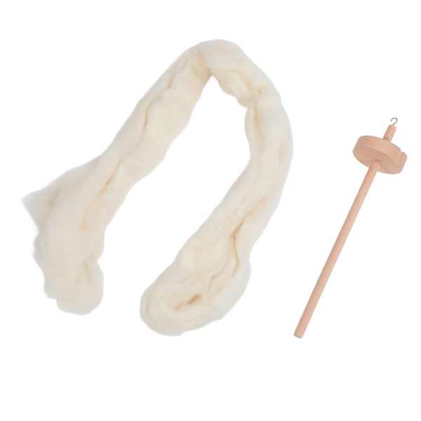 Träfallspindel Professionell DIY Garn Spinning Kit med Ulltopp för Nybörjare för Symaskiner