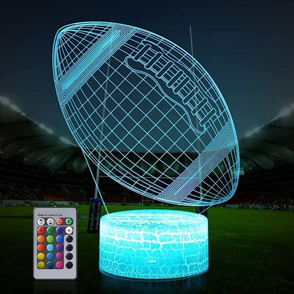 Fotball 3D Lampe Nattlys med Fjernkontroll & Berøringskontroll