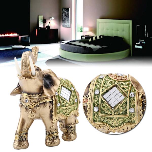 Heldig Feng Shui Grøn Elefant Statue Skulptur Rigdom Figur Gave Hjem Indretning L