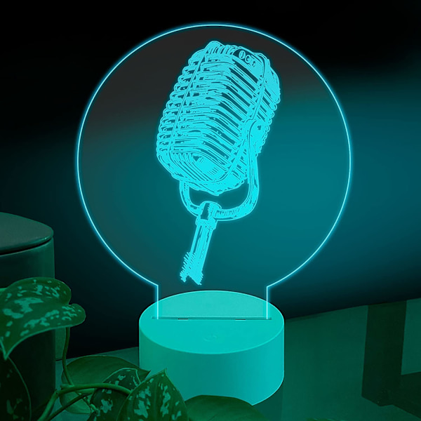 Musik 3D LED-bordslampa, diskantklav Son Mikrofon Vintage